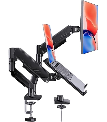 デュアル モニターアーム ノートパソコンスタンド 2in1 デスクマウント Amazon.co.jp: Viozon モニターとノートパソコンマウント 2イン1 調節